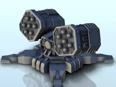 Double missile launcher turret 3  supported version - Future Sci 3D print model