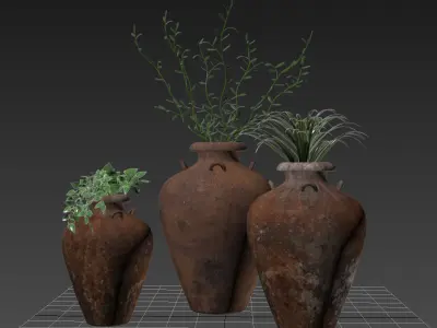 Plants with pottery 3D model