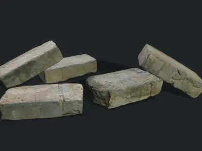 3D Scan Old Bricks Pack - Props Low-poly 3D model