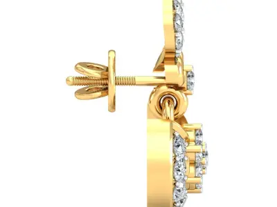 Yellow gold diamond  earring-P2 E-31 3D print model