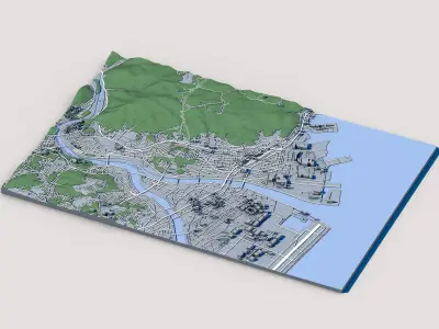 Iwakuni Cityscape Japan Kintai Bridge Samurai Castle Town  3D model