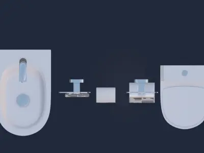 toilet and toiletries  Low-poly 3D model