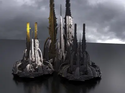 Sci Fi Wraith Claw City Towers Kit bash 3D model