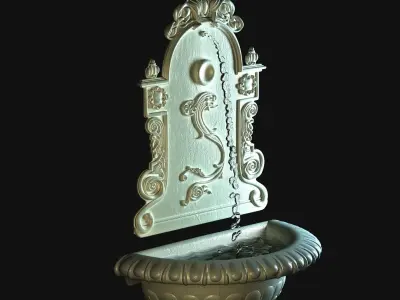 Cast Iron Drinking Wall Fountain 3D model