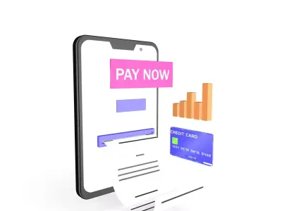 3D phone online shopping icon Low-poly 3D model