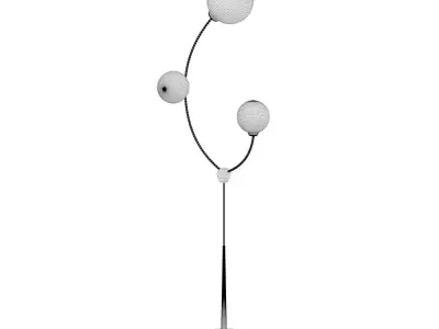 Floor lamp on a curved metal frame 3D model
