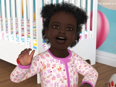  Little Dark Skin Girl in Full Bodysuit Rigged 