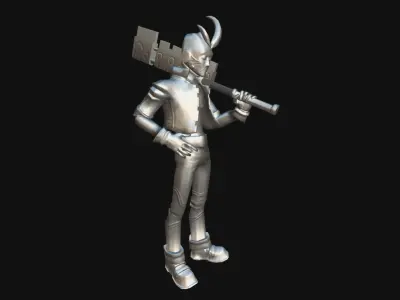 Cyber-Punk-Kid character from video game person Low-poly 3D model