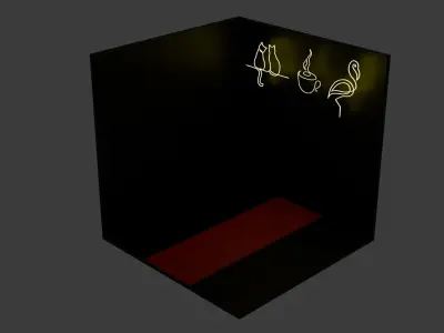 6pc Neon Asset Pack in Yellow Low-poly 3D model