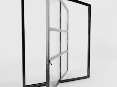 Vintage Arched Industrial Window Low-poly 3D model