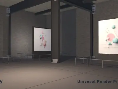 Modular Art Gallery 02 Unity Asset Low-poly 3D model