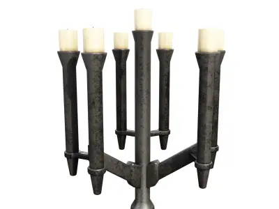 Medieval Torch Low-poly 3D model 14