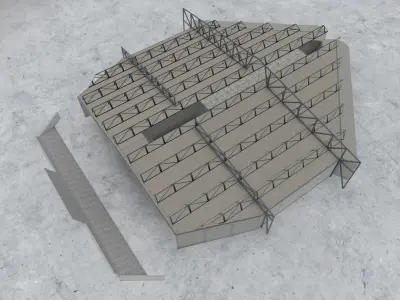 EDDH Hangar 4 Low-poly 3D model