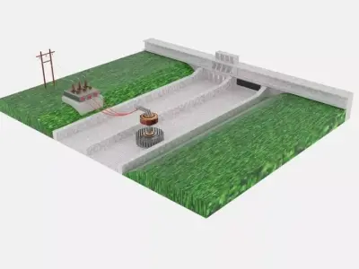 Hydro Power Plant Low-poly 3D model