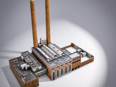 Spokane Steam Plant Low-poly 3D model
