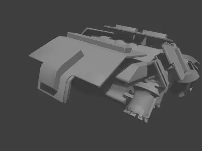 Alien Spaceship Crash Simulated Scene  3D model
