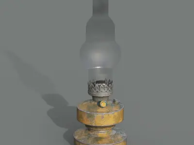 Realistic Oil Lamp Low-poly 3D model