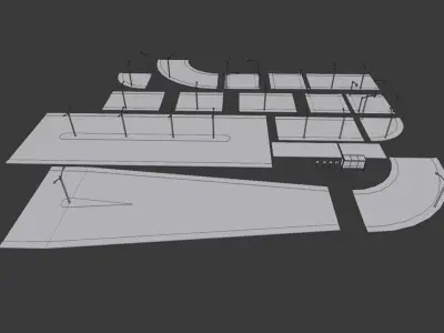 Traffic road Low-poly 3D model