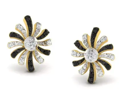Gold Diamond Women Earring 3D print Model 3D print model 140