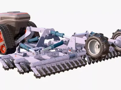 Autonomous Tractor Plow Farming M1 3D model