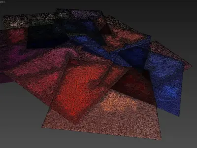 Carpet pile of different colored squares 3D model