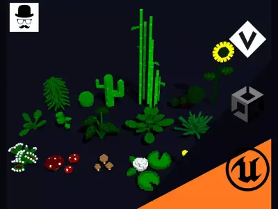 Plants Pack - 3D Voxel Low Poly Models Low-poly 3D model