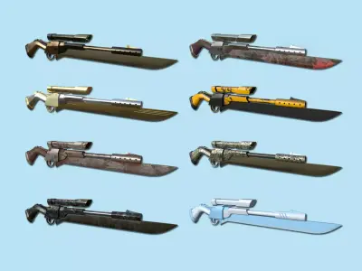 08 Sniper Gunblade Collection - Character SciFi Design 3D Model Pack