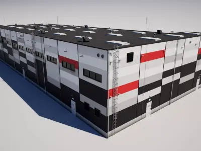  Industrial Warehouse Building Low-poly 3D model