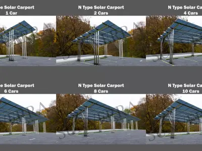 Lowpoly Solar Carport-N Types-Steel Structure Low-poly 3D model