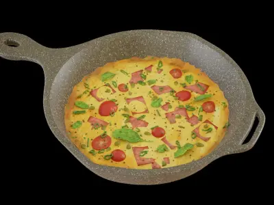 Omlette cartoon food-omlette only 3D model