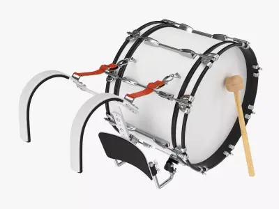 Marching Bass Drum with Carrier 18x10 3D model