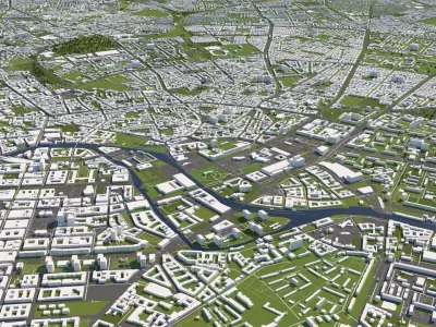 Berlin 50x50km 3D City Map 3D model