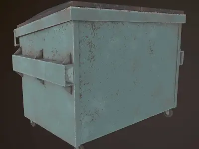 Dumpster - PBR Game Ready metal trash can on wheels Low-poly 3D model