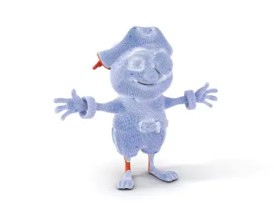 Rigged and Animated Pirate Creature with Eyepatch and Hat Low-poly 3D model