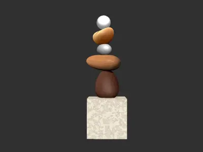 Stone Desktop Statue Lamp Decor 3D model