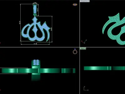 Allah diamond pendant  3D print model