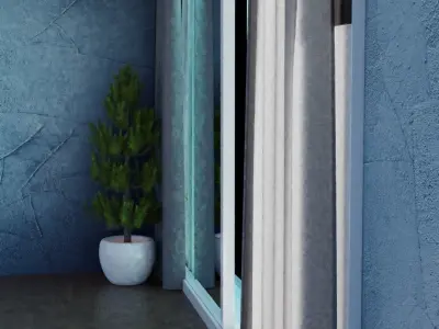 Glass door cum window 3D model