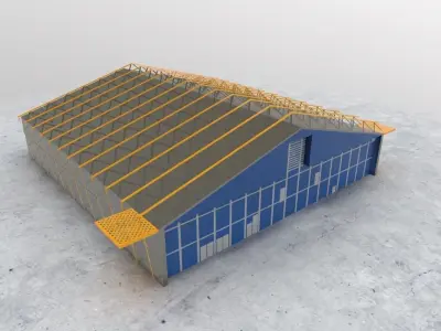 EDDH Hangar 1 Low-poly 3D model