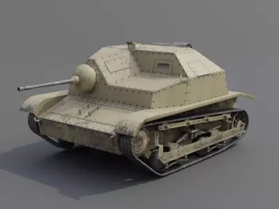 TKS tankette 20mm Low-poly 3D model