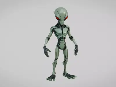 Alien Cyborg Rigged Low-poly 3D model