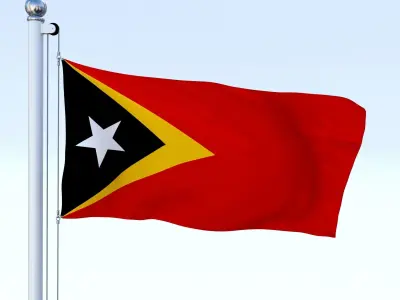 Animated East Timor Flag Low-poly 3D model