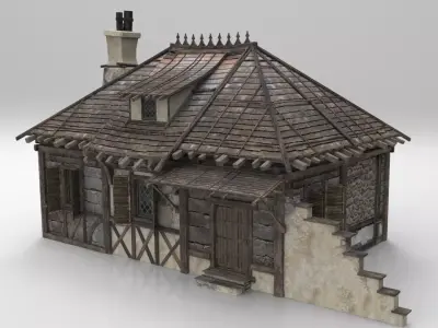 Medieval house fantasy 03 Low-poly 3D model