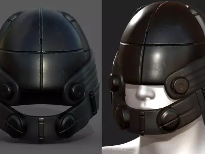 Helmet military combat soldier armor  Low-poly 3D model 4