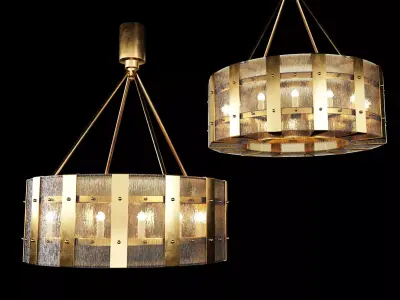 Transparent Textured Murano Art Glass Chandelier 3D model