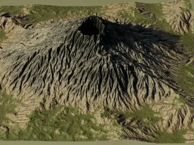 Realistic Volcano Mountain 3D Terrain Environment PBR Low-poly 3D model