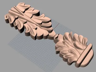 Door Post flower 3D STL Model for CNC Router Carving E964 3D model