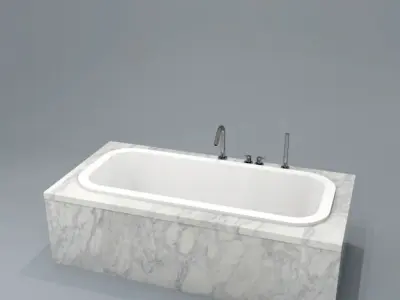 bath fitted inset with marble surround Low-poly 3D model