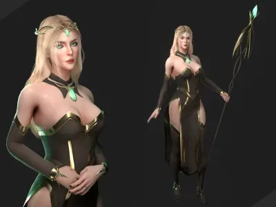 Elf Sorcerer - Game Ready Low-poly 3D model