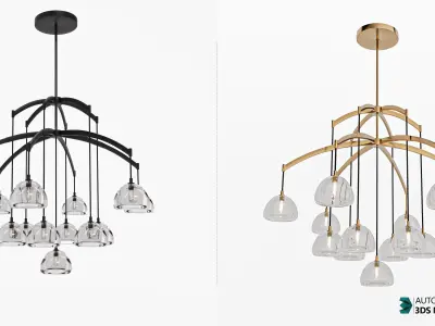 Hemisphere Modern Glass Round Chandelier 3D model