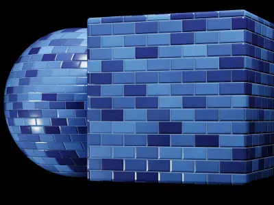 Fully Procedural Blue Tile Wall Material Texture